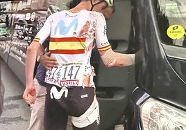 Iván Romeo sufrió una dura caída en la etapa 20 del Tour de Francia.