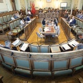 Los concejales del Ayuntamiento de Valladolid, durante el Pleno municipal de hoy.