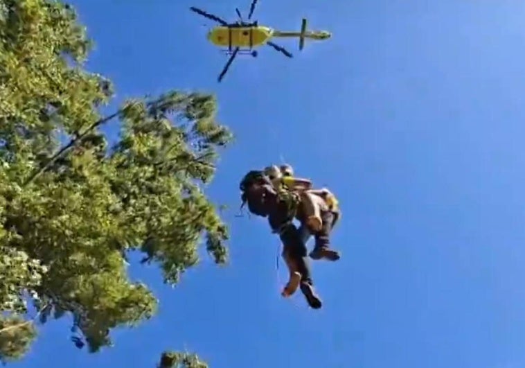 El 112 rescata al herido en Boecillo.