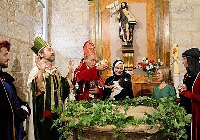 Representación del bautizo de la infanta Catalina de Austria.