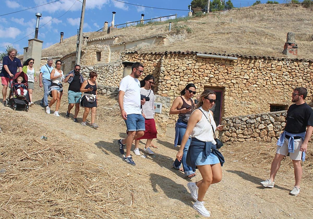 Numeroso público en la visita guiada organizada este sábado en Dueñas.