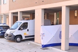 Presencia policial y de los forenses en la calle Sisón hace un año tras el hallazgo del cadáver de Mónica Álvarez.