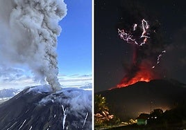 Los dos volcanes en erupción