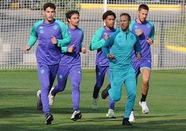 Trilli, Bueno, Ponceau y Tomeo, durante un entrenamiento en Chile.