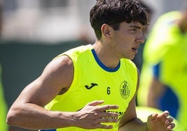 Mario Martín, en un entrenamiento con el Getafe.