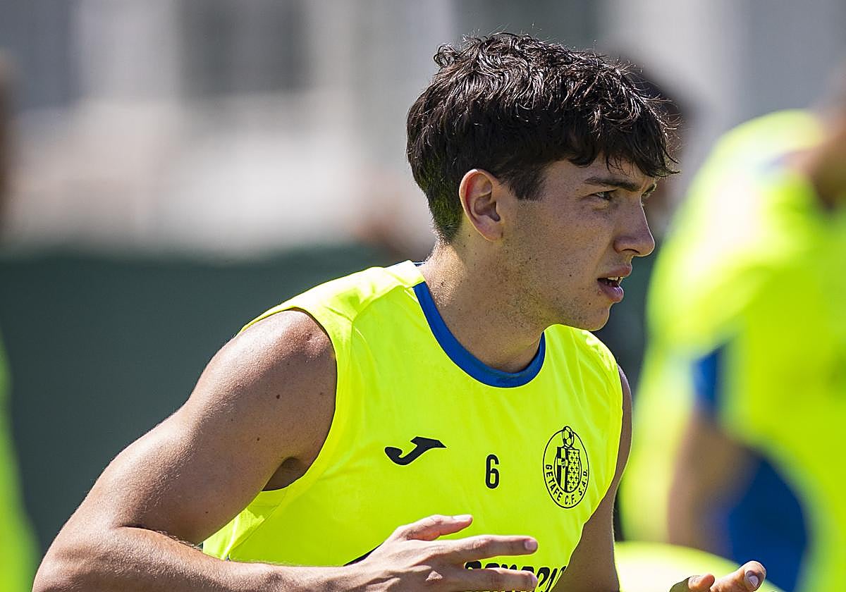 Mario Martín, en un entrenamiento con el Getafe.