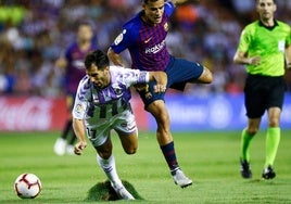 El césped del José Zorrilla en un partido ante el FC Barcelona en 2018.