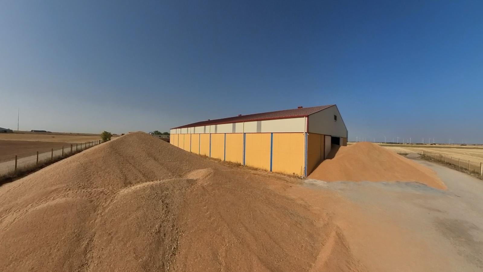 Las naves de Cereales Peñaflor se desbordan por las puertas.