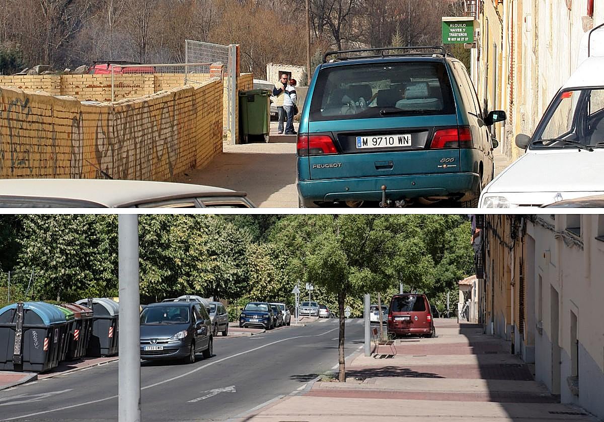 Calle Jerónimo de Aliaga antes de las obras y en la actualidad.