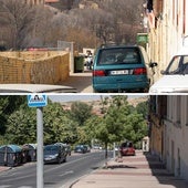 Calle Jerónimo de Aliaga antes de las obras y en la actualidad.