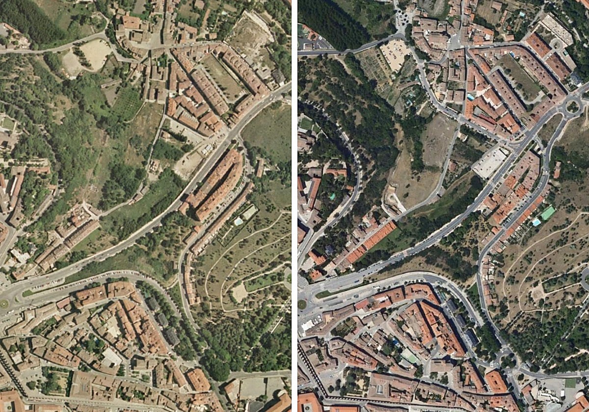 Comparación de Segovia a principios de siglo y en 2024.