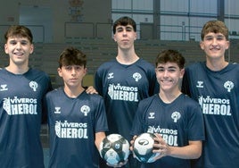 De izquierda a derecha: Nicolás Maroto, Elías Rodríguez, Alejandro Ferrero, Jacobo García y Héctor Fernández, en la pretemporada.