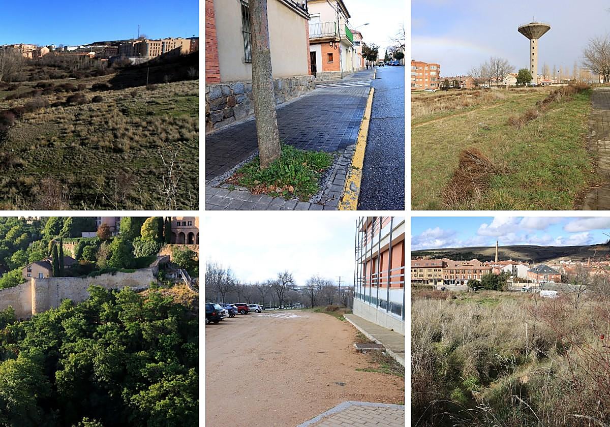 Lugares de las seis intervenciones que ha sacado a licitación el Ayuntamiento de Segovia.