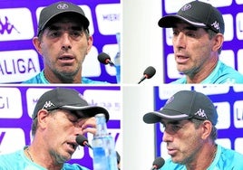 Almada, durante distintos momentos de su primera rueda de prensa oficial.