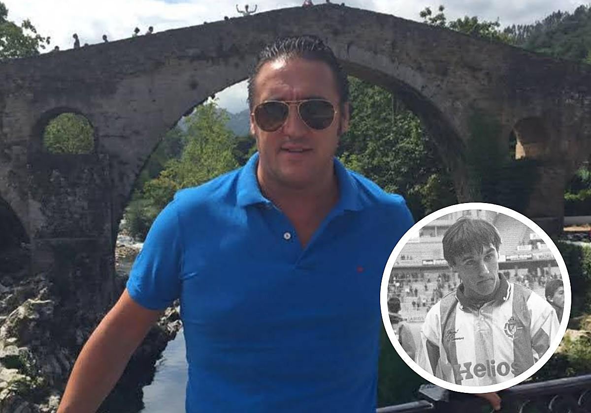 Santi Cuesta, en la actualidad y en miniatura en su etapa como blanquivioleta.