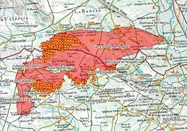 Las llamas avanzan cerca de la población leonesa de Herreros de Jamuz.