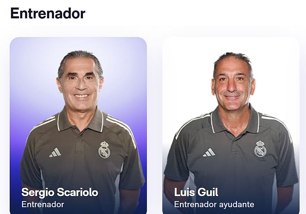 Luis Guil, junto a Scariolo con la camiseta del Real Madrid.