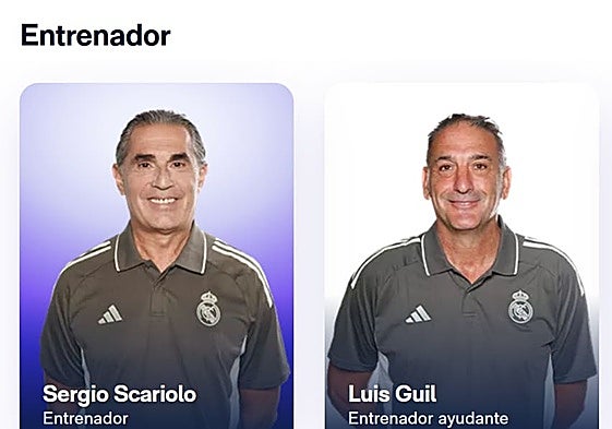 Luis Guil, junto a Scariolo con la camiseta del Real Madrid.