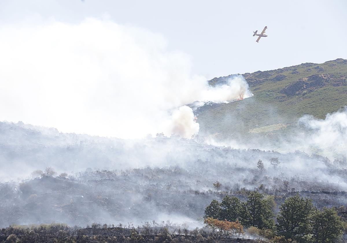Incendio en Porto de Sanabria el pasado viernes.