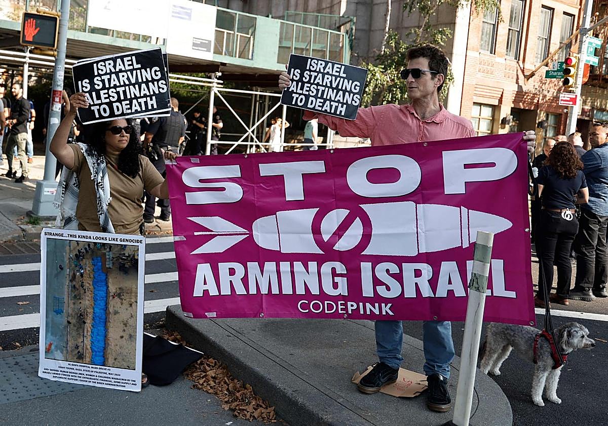 Una protesta frente a la sede de la ONU por la guerra en la Franja.