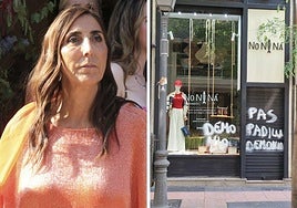 Paz Padilla y las pintadas sufridas en su nueva tienda de Madrid.