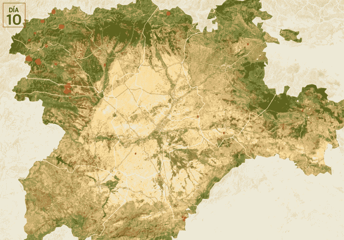 Un agosto en el infierno: el mapa de la «tormenta de incendios» que arrasa Castilla y León