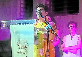 Rosa Arriba, durante su pregón en las fiestas de Serrada