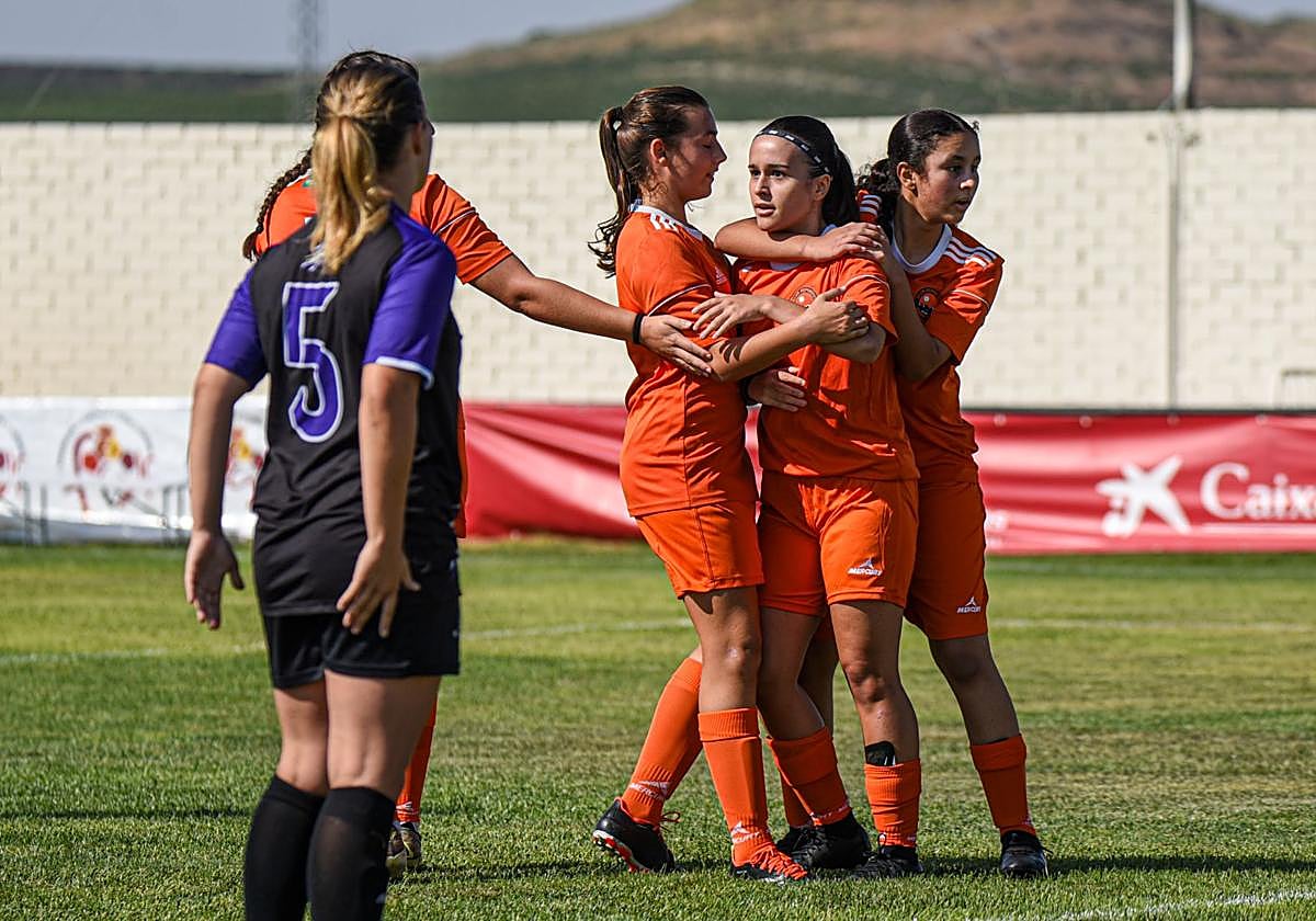 Las jugadoras del Parquesol celebran uno de los goles.