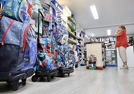 Matrial escolar en una librería.