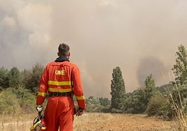 Personal de la UME en las labores de extinción de incendios este verano en la provincia de León.