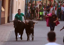 Imágenes del encierro celebrado este miércoles por las calles de Pedrajas de San Esteban