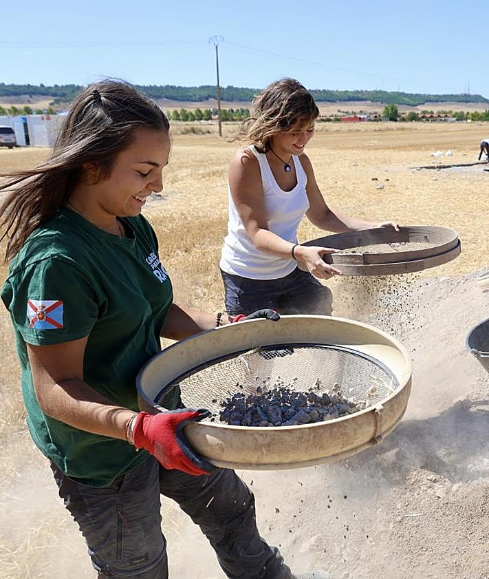 Imagen secundaria 2 - Diferentes detalles de la excavación en el yacimiento de Las Calaveras, en Renedo de Esgueva.