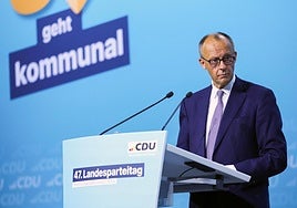 El canciller Friedrich Merz, en un acto ayer en Bonn.