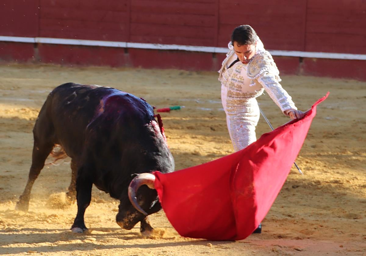 Javier Herrero, durante el festejo de este domingo por la tarde en Cuéllar.
