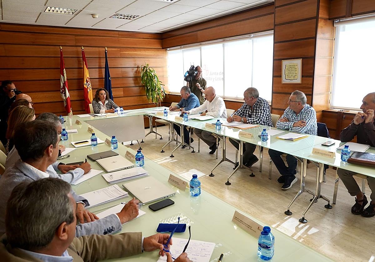 La consejera María González Corral en la reunión con representantes de las organizaciones agrarias.