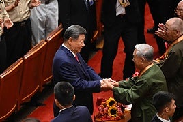 El presidente chino Xi Jinping en un acto antes del desfile militar.