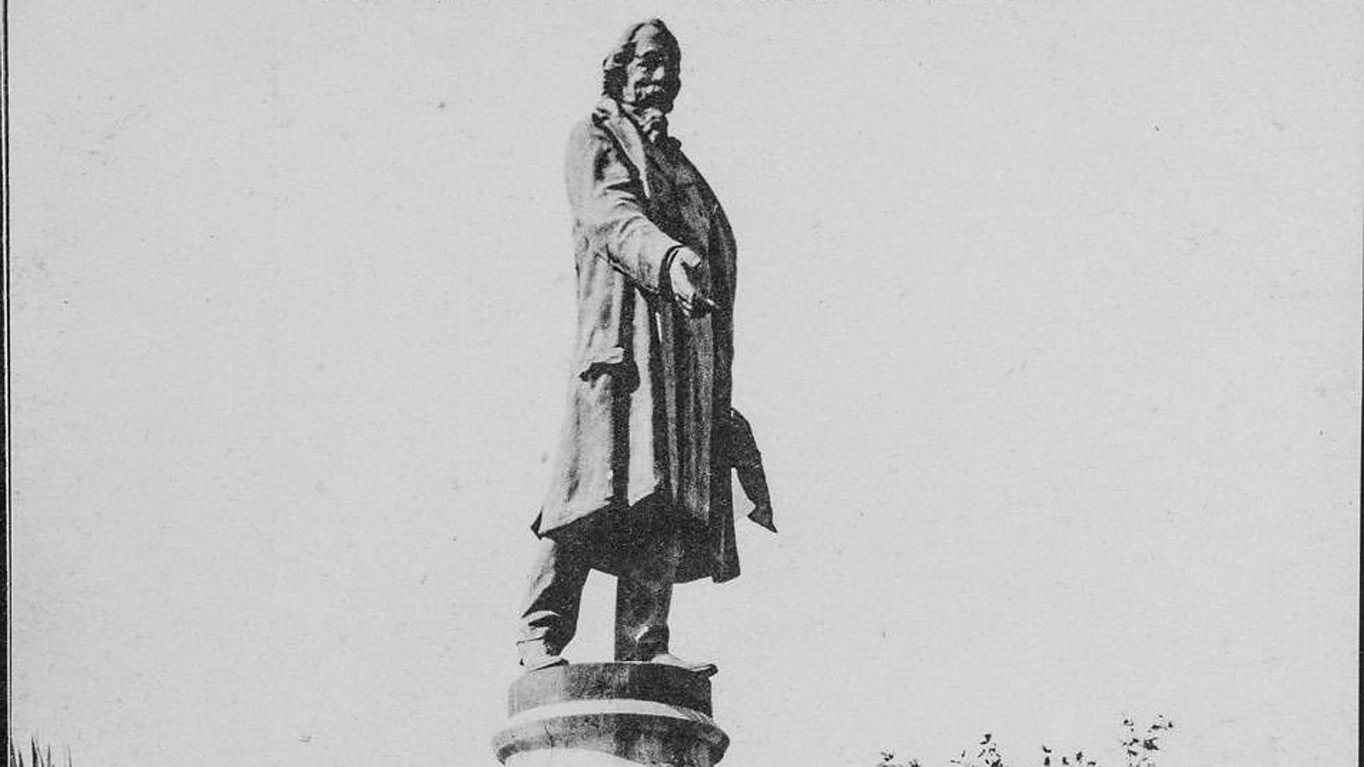 La estatua de Zorrilla, en los primeros años del siglo XX