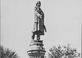 La estatua de Zorrilla, en los primeros años del siglo XX