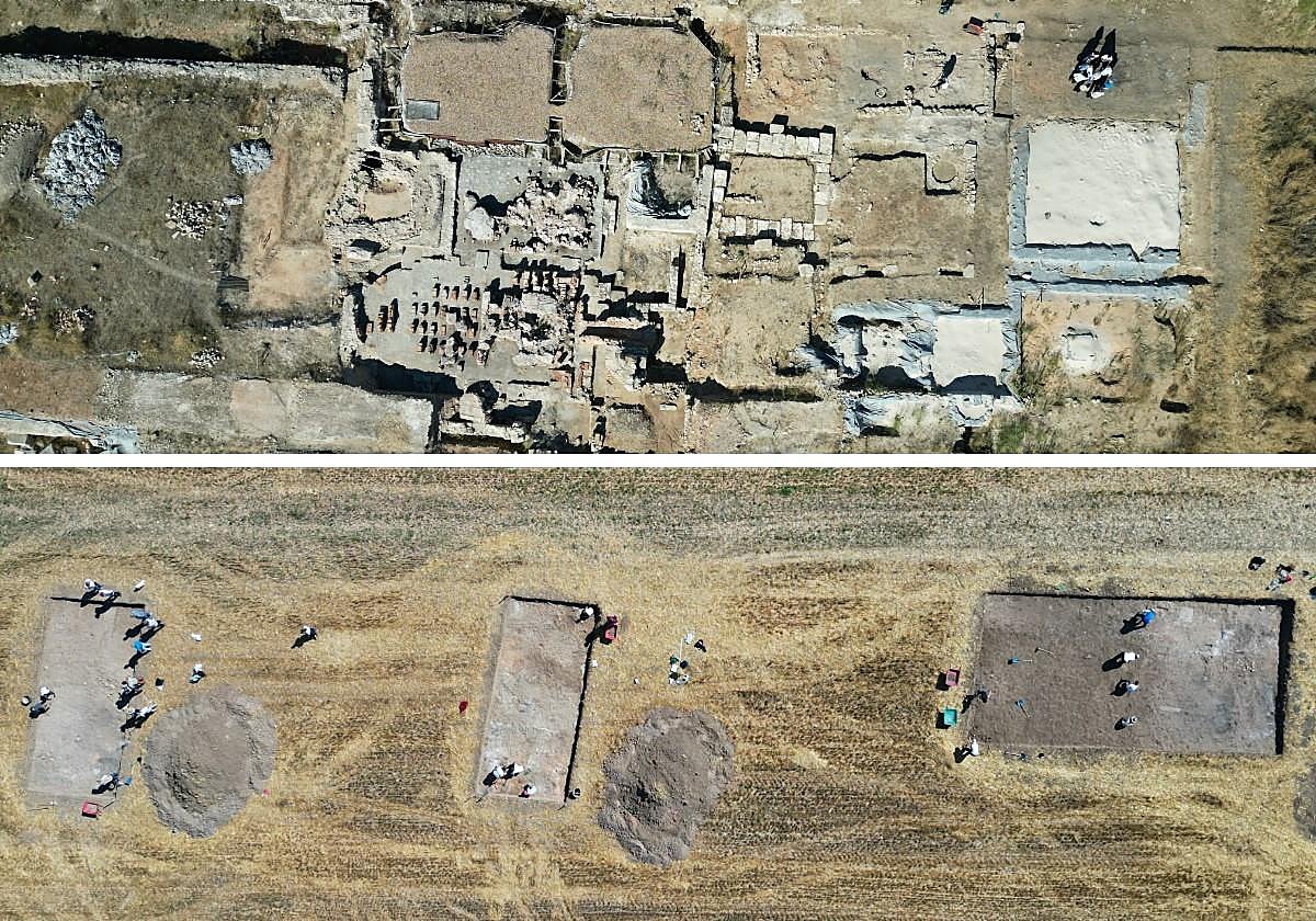 Vista aérea de las excavaciones en Confloenta, en Duratón.