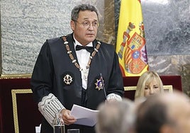 El fiscal general durante la lectura de su discurso en la apertura del año judicial.