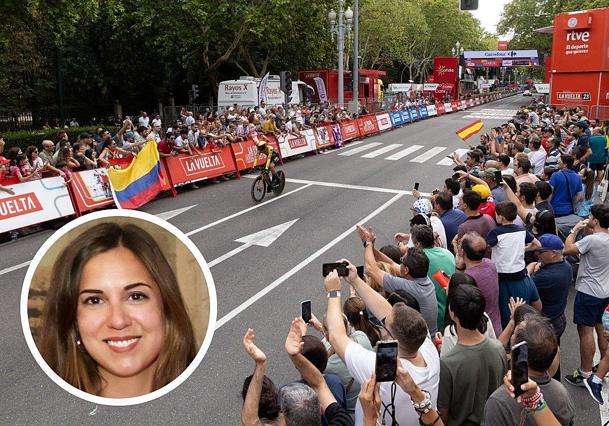 Ambiente durante la Vuelta Ciclista a España a su paso por Valladolid hace dos años. En el círculo, la concejala de Turismo, Eventos y Marca Ciudad, Blanca Jiménez.