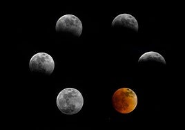 Distintas fases de un eclipse lunar.