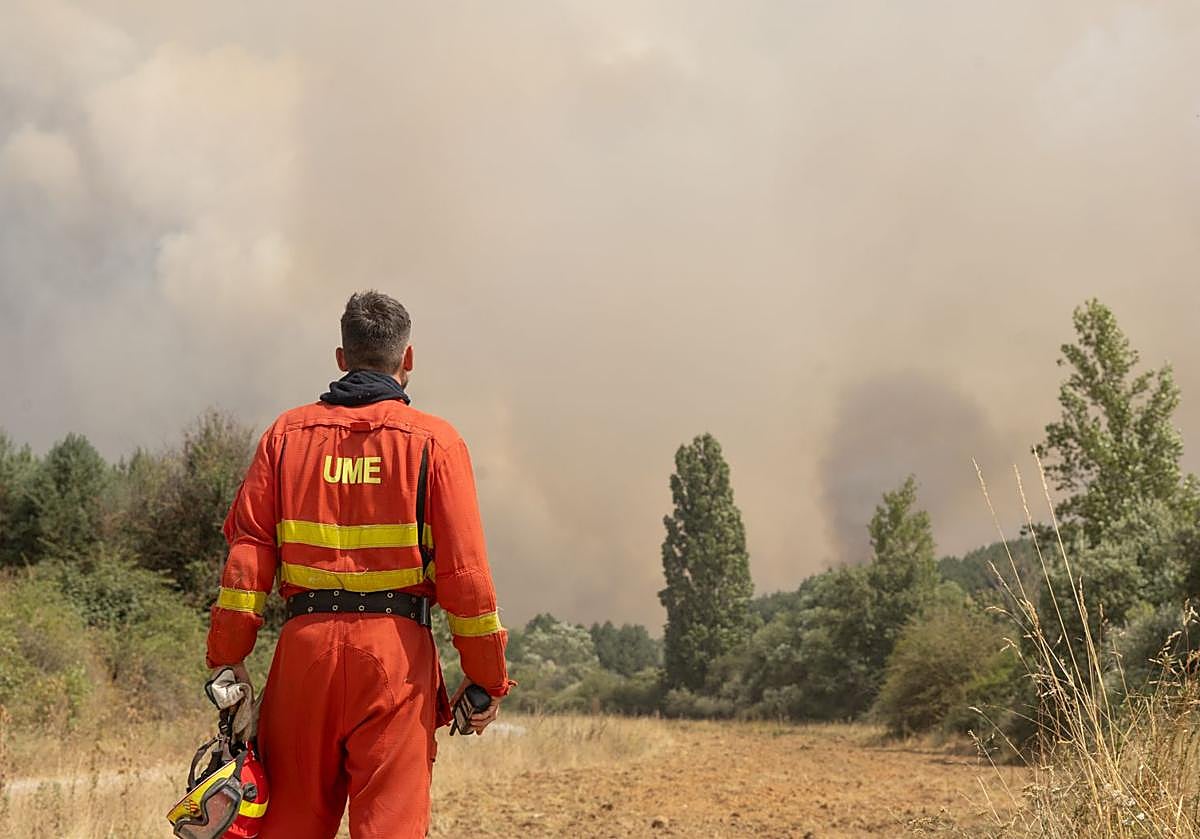 Incendio en Calaveras de Arriba, en León, el pasado agosto.