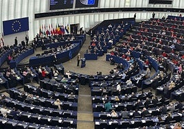 Ursula von der Leyen, en el hemiciclo del Parlamento Europeo en Estrasburgo, este miércoles.