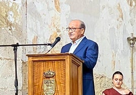 Miguel Ángel Alonso durante el pregón en la iglesia de Santiago
