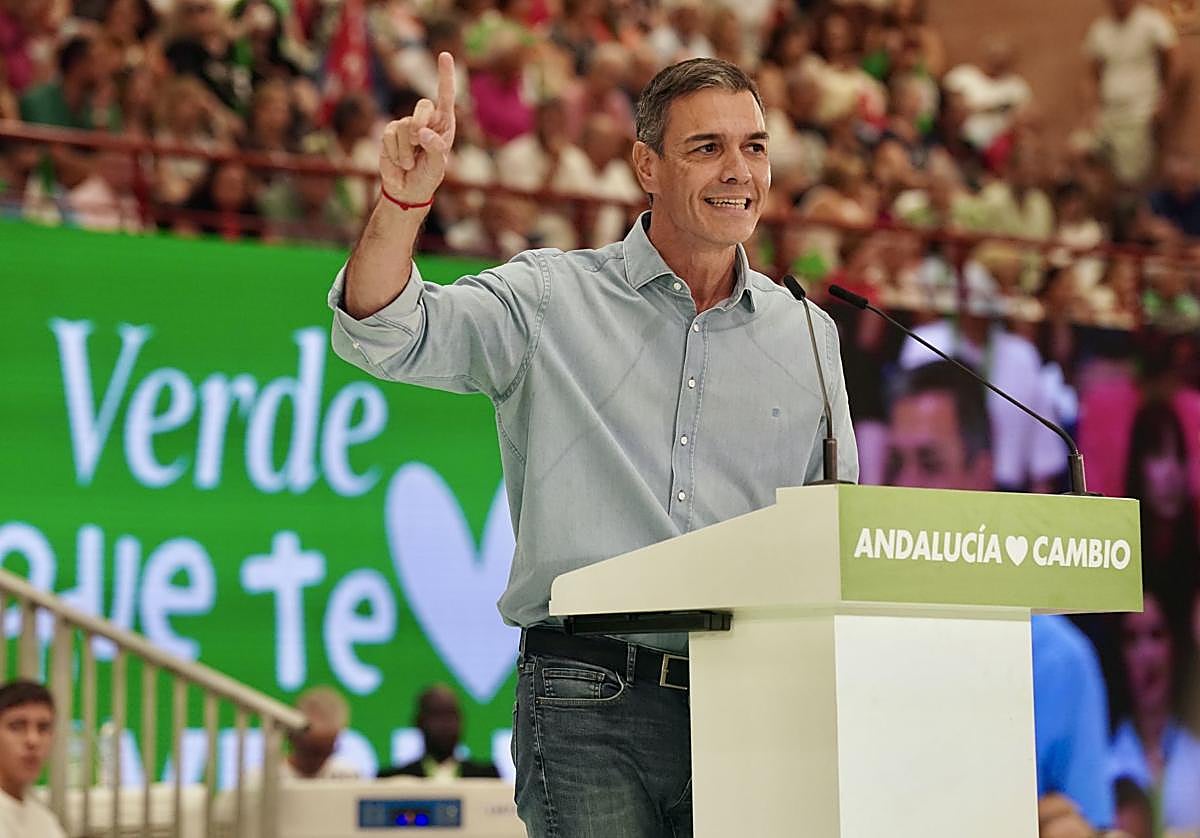 Pedro Sánchez este domingo, en Málaga.