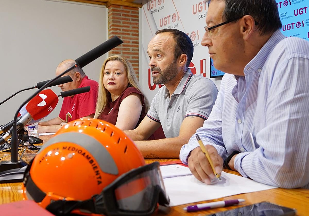 Rueda de prensa de UGT, este lunes en Valladolid.