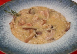 Primer plato, risotto de secreto ibérico.