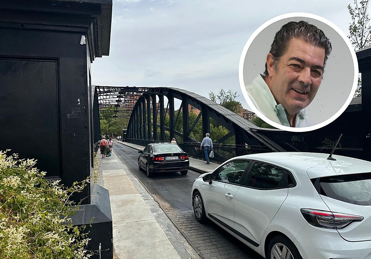 El Puente Colgante. Arriba, en detalle, el concejal Alberto Gutiérrez.