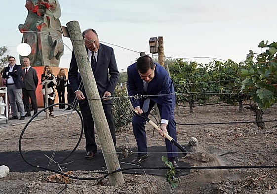 Mañueco planta una viña junto con Carlos Moro.